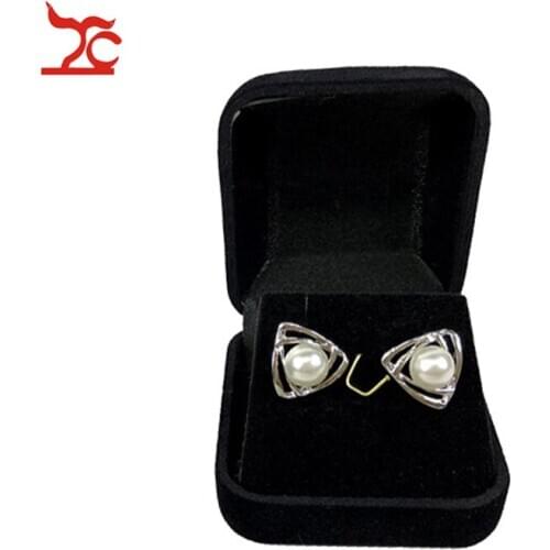 Hot Sale Black Velvet Blocked Jewelry Package Box Earrings Stud Pendant Jewelry Organizer Storage Gift Box 5*5.8*3.5CM