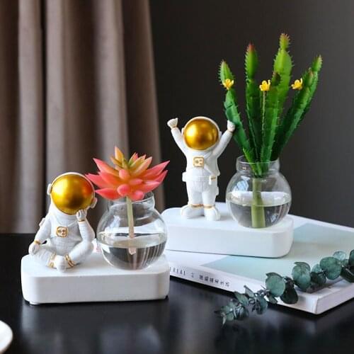 Nordic Astronaut Transparent Glass Hydroponics Home Decor Living Room Display Furnishings Green Dill Desktop Decoration Ornament