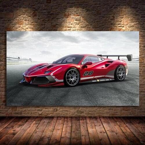 Modern Canvas Paintings Ferraris 488 Challenge Evo Race Racing Car Poster Wall Art Picture Prints for Living Room Decor Cuadros