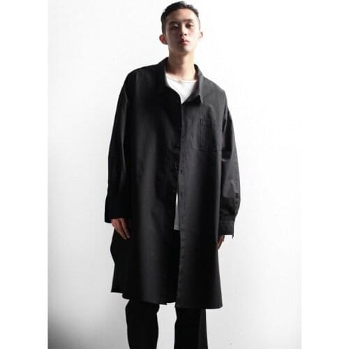 Style retro stand collar medium length windbreaker mens Japanese and Korean style loose trend jacket