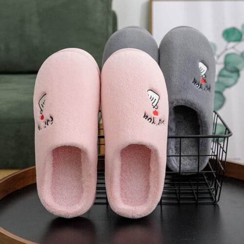 Women Slippers 2020 Cute Plush Cotton Warm Home Winter Slippers Women and Men Indoor Soft Anti-slip Bottom House Shoes