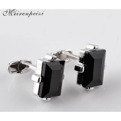 Black crystal Cufflinks For Men Square nature stone Cuff Links Business Shirt Cuff Buttons for father boyfriend wedding wear
