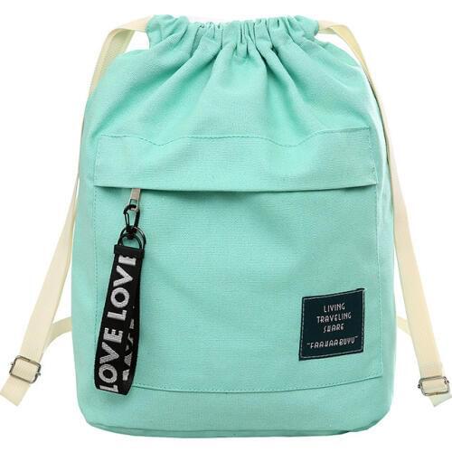8PCS / LOT Women Canvas Drawstring Backpack Bag Portable Casual Women Travel Backpack Portable Pouch