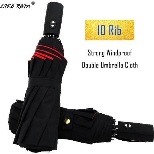 LIKE RAIN Men Large Double Layer Folding Umbrella Rain Woman Anti-UV Sun Parasol Automatic Windproof Golf Female Umbrella UBY22