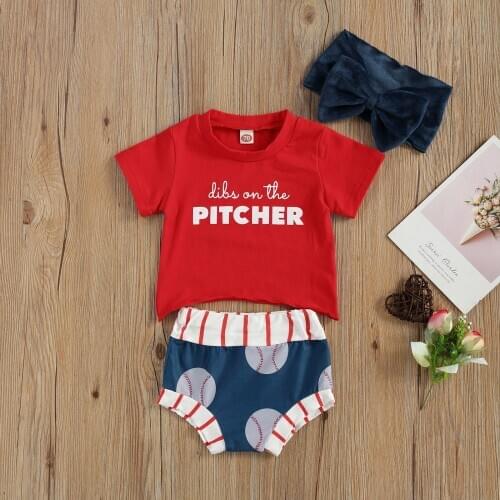 0-24M Kids Baby Girl Clothing Set Short Sleeves Round Neck T-shirt+High Waist Shorts 3pcs Summer Clothes
