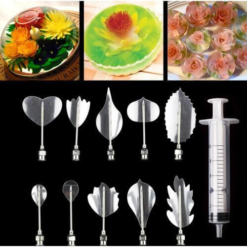 10PC 3D Jelly Flower Art Tools Jelly Cake Gelatin Pudding Nozzle Syringe Russia Nozzle Set Cake Decor