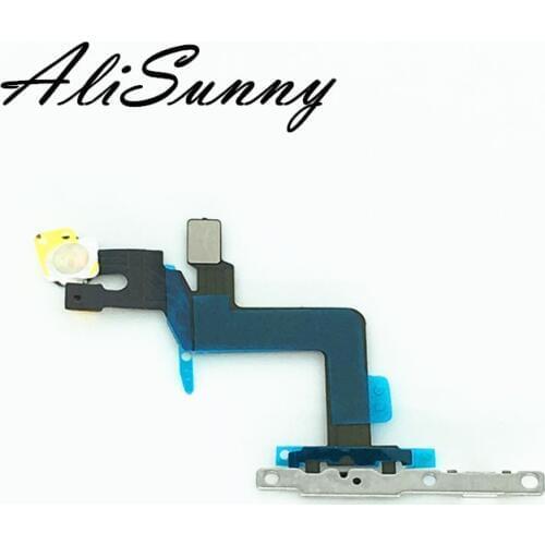 AliSunny 10pcs Power Button Flex Cable for iPhone 6S Plus 5.5'' On Off Ribbon With Metal Bracket Flash LED Repair Parts