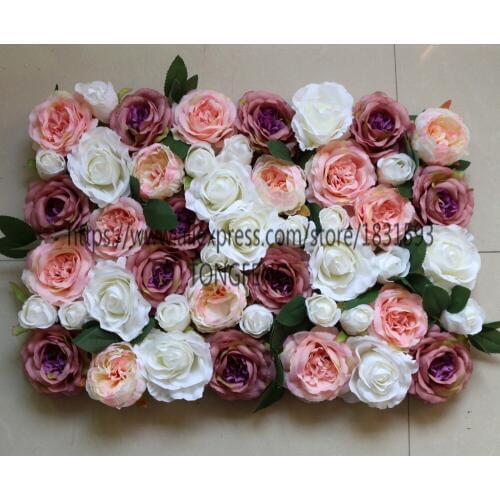 10pcs/lot Wedding decoration Artificial rose flower wall wedding background decoration With leaves artificial flowers TONGFENG