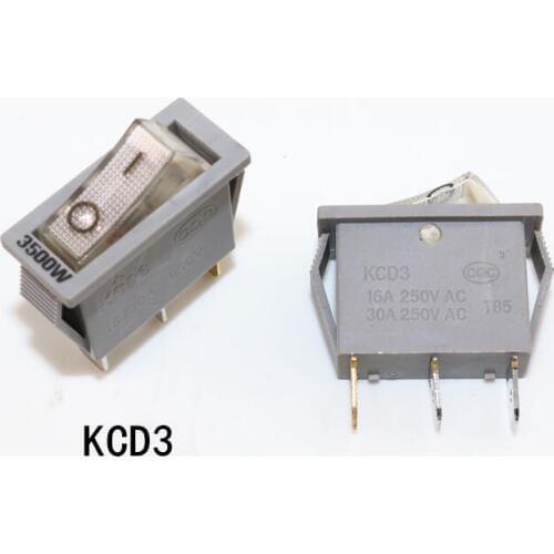 16A/30A 250V 3500W Electric Skillet Parts KCD3 switch with lamp silver contact copper 3 pins