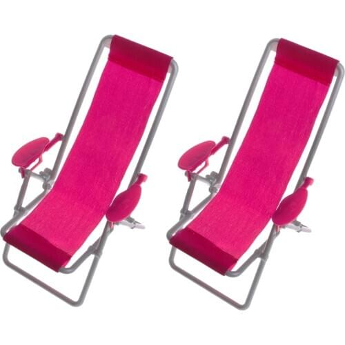 2 Set Plastic 1/6 Beach Deck Chair For Dollhouse Miniature Accessory