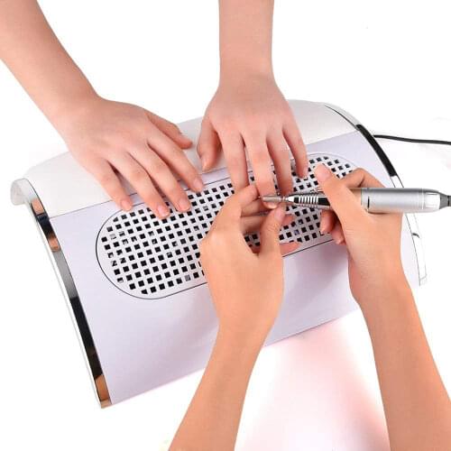 2 In 1 Nail Fan Art Salon Suction Dust Collector Machine Vacuum Cleaner With 3 FanUV Gel Polish Vacuum Cleaner