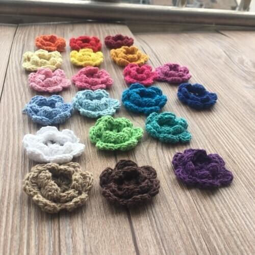 20pcs Hand Crochet Plum Flowers DIY craft cotton Decorative Flowers Handmade Knitting Clothes skirt sew-on patchwork Accessory