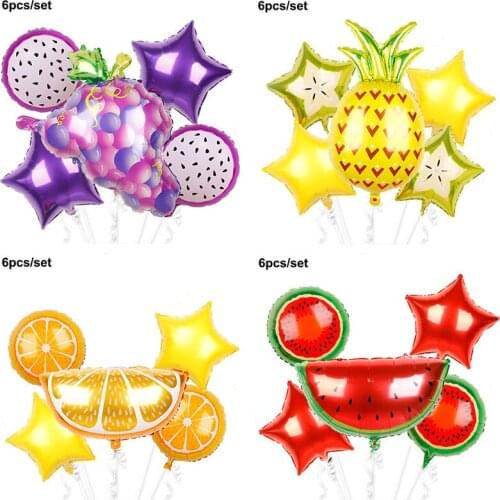 2021 Big Pineapple Watermelon Foil Balloons New Fruit Shape Set Bachelorette Party Childrens Day Wedding Decorations Kids Toys
