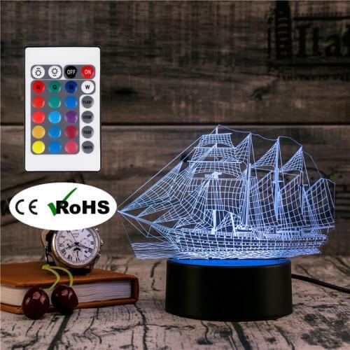 3D Led Novety Lighting Creative Gift Night Light Table Lamp Sailboat Lamps Light Led Home Corridor Hotel Party Atmosphere Lights