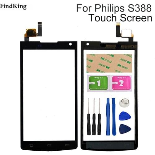 4.5'' Mobile Phone Touch Screen TouchScreen For Philips S388 S 388 Touch Glass Front Glass Digitizer Panel Lens Sensor Tools
