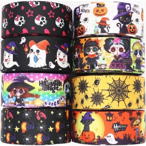 5 yards 1'' 25MM Halloween Printed Grosgrain Ribbons For Hair Bows DIY Handmade Materials Y2020071002