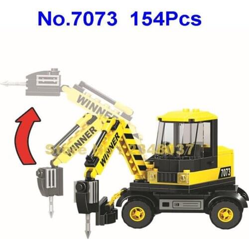 7073 154pcs Urban Engineering Construction Team Pavement Crusher 1 Building Blocks Toy