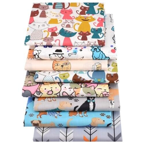 8 pcs/set for Household Patchwork Cloth Sewing Supplies DIY Handmade Cotton Fabric Cartoon Pattern Mix Color 25*25CM