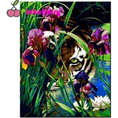 Diamond Embroidery Tiger iris DIY Diamond Painting Cross Stitch Full square Round Picture Of Rhinestone Mosaic Decor k1442