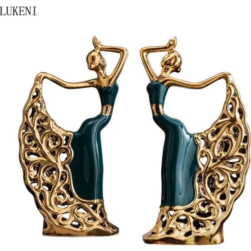 Art Deco Living Room Wine Cabinet TV Cabinet Home Decorations Room Peacock Dancer Ceramic European Modern Ornaments