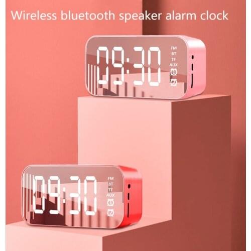 Yj Wireless Smart Bluetooth Speaker LED Mirror Alarm Clocks Mobile Phone Subwoofer Watch Table Digital Clock MP3 TF FM AUX