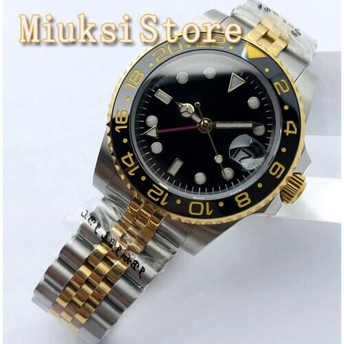 BLIGER 40mm Mens New Top Luxury Business Watch Sapphire Crystal Ceramic Bezel Date Luminous Mens Sterile GMT Automatic Watch