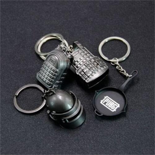 PlayerUnknown Battlegrounds Eat Chicken Keychain Fashion Backpack Armor Helmet Pan 98k Flare Gun Keyring Key Chain Jewelry