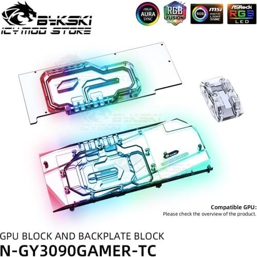 Bykski A-RGB VGA Water Block Backplate Block For GALAX Geforce RTX 3080 3090 Gamer OC Heatsink Video Card Block N-GY3090GAMER-TC