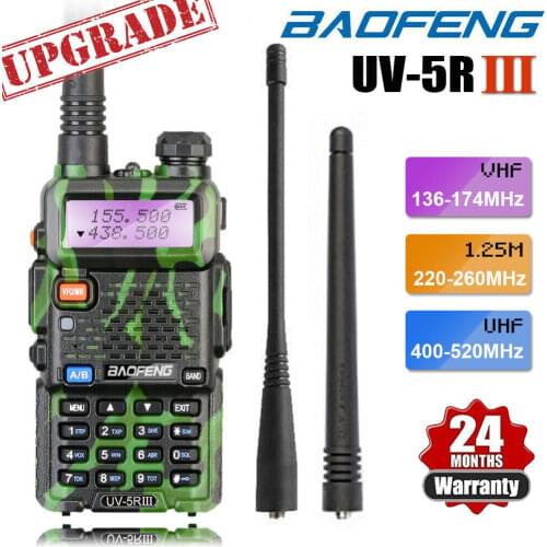 For Baofeng UV-5R III Tri-Band Dual Antenna Walkie Talkie VHF 136-174Mhz/220-260Mhz&UHF 400-520Mhz Ham Radio Scanner UV5R UV 5R