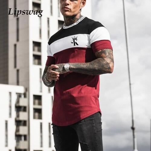Vintage Patchwork Letter Print O-Neck Tee Shirt For Men Fashion Summer Short Sleeve T-Shirt 2021 Casual Mens Slim Tops Pullovers