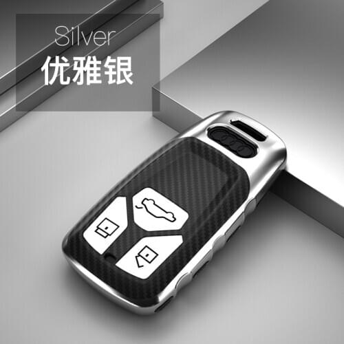 Carbon Fiber TPU Car Key Cover Case Bag for Audi Q5 Q7 A4 B9 TT TTS 8S 2016 2017 2018 2019 Car Keyless Remote Protective Shell