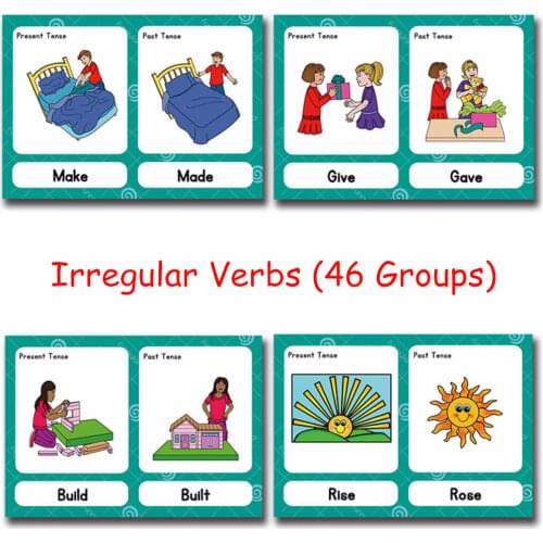 46Groups/Set Irregular Verbs English Word Card Flashcards Games Puzzle Learning Educational Toys for Children Kids Montessori