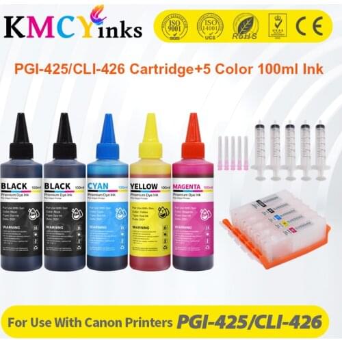 KMCYinks For Canon IX6540 IP4840 IP4940 IX 6540 IP 4840 IP 4940 Printer Ink Cartridges Refillable PGI-425 PGI425 CLI-426