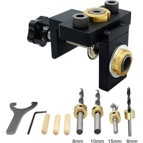 Doweling Jig Pocket Hole Jig Kit Wood Vertical Drilling Detachable Locator for Furniture Connecting Hole Puncher Carpentry Tools