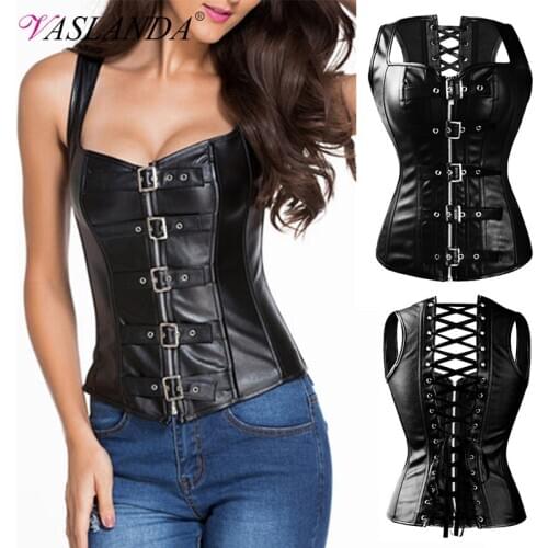 Overbust Corset Bustier Tops Gothic Tank Lace Up Steel Boned Steampunk Korset Waist Training Corsets Vest Victorian Bustiyer