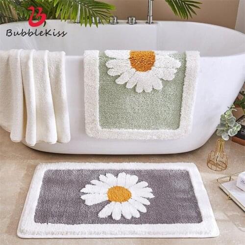 Bubble Kiss Yellow Flower Pattern Carpetrs for Living Room Home Decor Fur Water Absorption Bathroom Mat Soft Wool Rug 2021