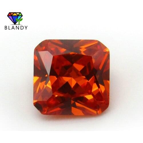 Cubic Zirconia Stone 3x3~10x10mm Loose Octangle Shape Princess Cut Orange CZ Stone 5A Red Synthetic Gems For Jewelry