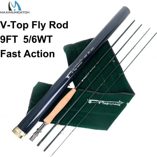 Maximumcatch V-top 40T+46T Carbon Fiber Fly Fishing Rod 9ft 4/5/6/8 Weight 4 Section with Carbon Tube Fly Rod