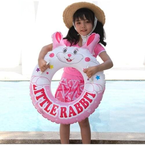 Cute Rabbit Swimming Ring for Girls 3-10 Years Pool Float Baby Swim Ring Water Swimming Circle Pool Party Toys