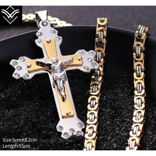 Fashion Classic Religious Jesus Cystal Cross Necklace Pendant Hot Sale