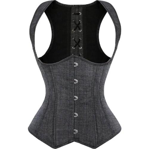 Fashion Straps Underbust Corset Sexy Lace Up Steel Boned Corset Waist Cincher Bustier Top Vest Cupless Corselet Plus Size