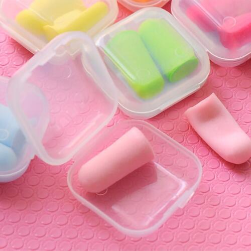 1set Soft Foam Ear Plugs Tapered Travel Sleep Noise Prevention Sponge include box