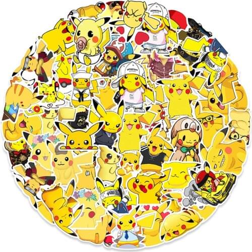 50 Pcs Pokemon Anime Stickers Kawaii Pikachu Suitable for Notebook Guitar Graffiti Stickers Childrens Toys Birthday Gifts
