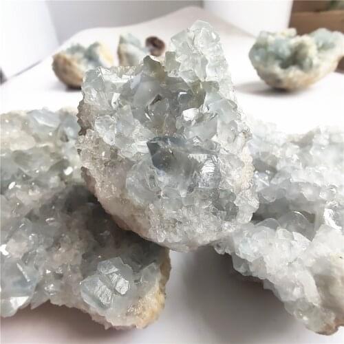 Natural Blue Celestine Cluster Mineral Specimen Collection Ornaments