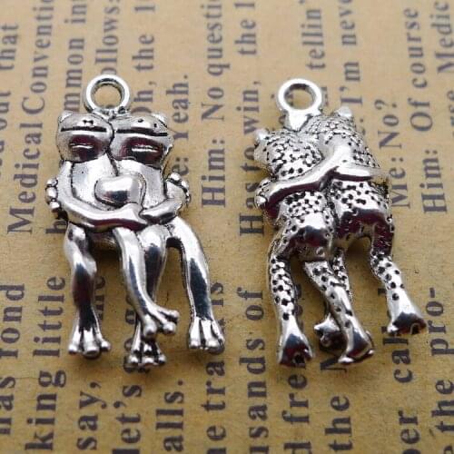 Newest 10Pcs 10*23mm Silver Color Love Frog Animal Charms Necklace Earring Pendant Accessory Charms For DIY Jewelry Making