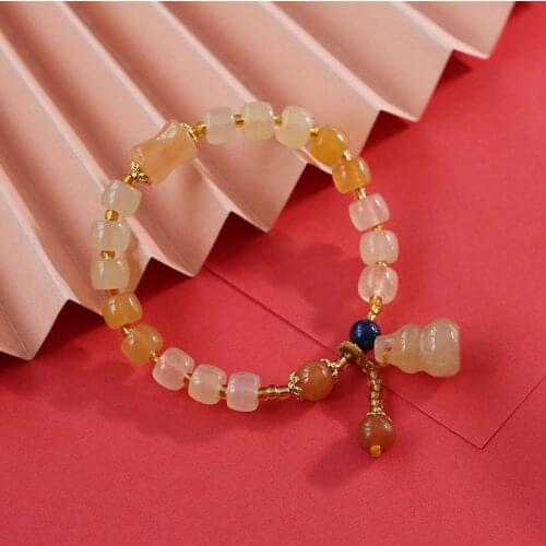 2021 New Arrival Gourd Pendant Candy Colors Natural Jade Beaded Bracelets for Women Lapis Lazuli Bracelet Fine Jewelry YBR411