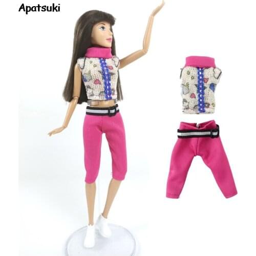 PINK Color Doll Clothes for Barbie Doll Accessories for 1/6 BJD Dolls Sweater Daily Wear Tops Shorts Pants Outfits Clothes Gifts
