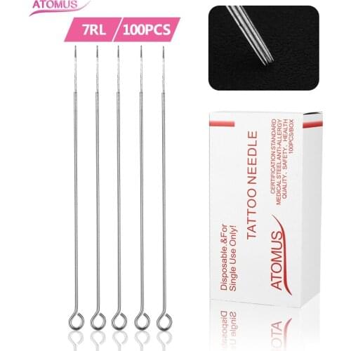 100pcs 7RL Disposable Single Stack Magnum Assorted Steel Sterilized Tattoo Needles Supply For Tattoo Machine Free Shipping