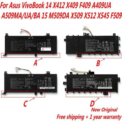 Original B21N1818 C21N1818 Laptop Battery For Asus VivoBook 14 X412 X409 F409 A409UA A509MA/UA/BA 15 M509DA X509 X512 X545 F509