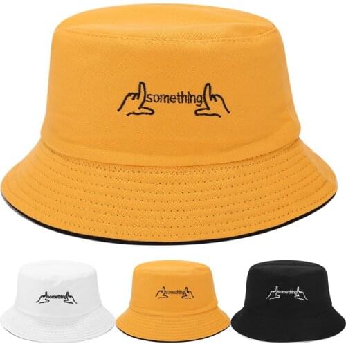 Women Bucket Hat Foldable Reversible Sun Hat Gesture Letter Girls Beach Fishing Hat Outdoor Travel Hat For Men Women